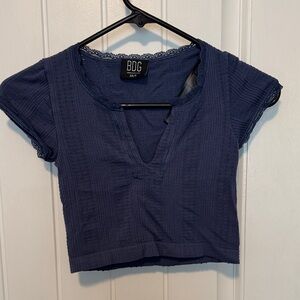 BDG Navy Short Sleeve Crop Top